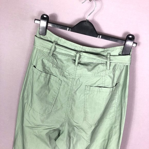 La Vie Rebecca Taylor Sage Green Tie Front Paperbag Waist Pants Size 27 - Picture 7 of 11